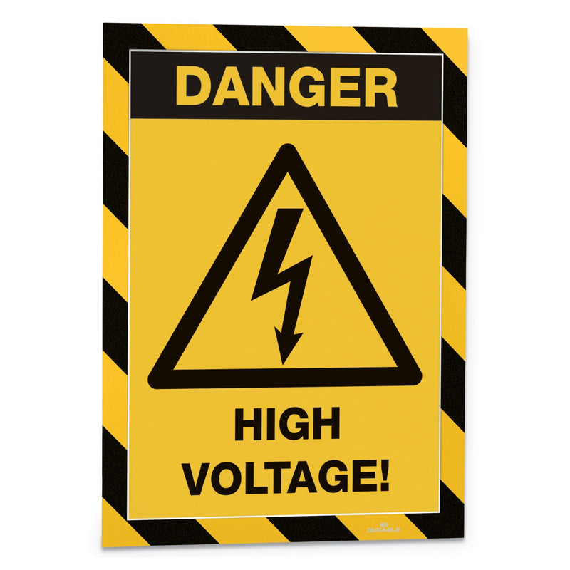 Durable DURAFRAME Security Magnetic Sign Holder, 8.5 x 11, Yellow/Black Frame, 2/Pack