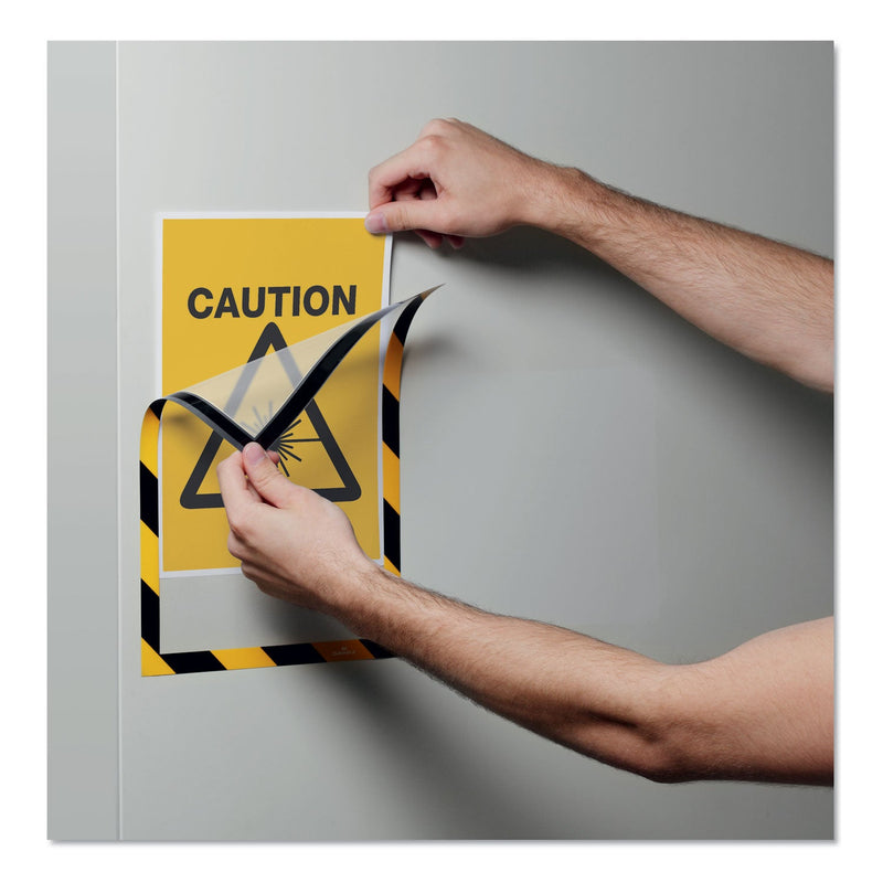 Durable DURAFRAME Security Magnetic Sign Holder, 8.5 x 11, Yellow/Black Frame, 2/Pack