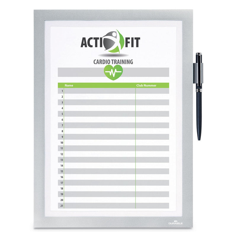 Durable DURAFRAME Note Sign Holder, 8.5 x 11, Silver Frame