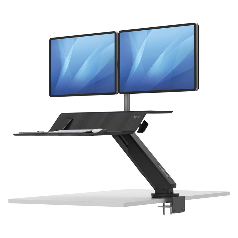 Fellowes Lotus RT Sit-Stand Workstation, 35.5" x 23.75" x 42.2" to 49.2", Black