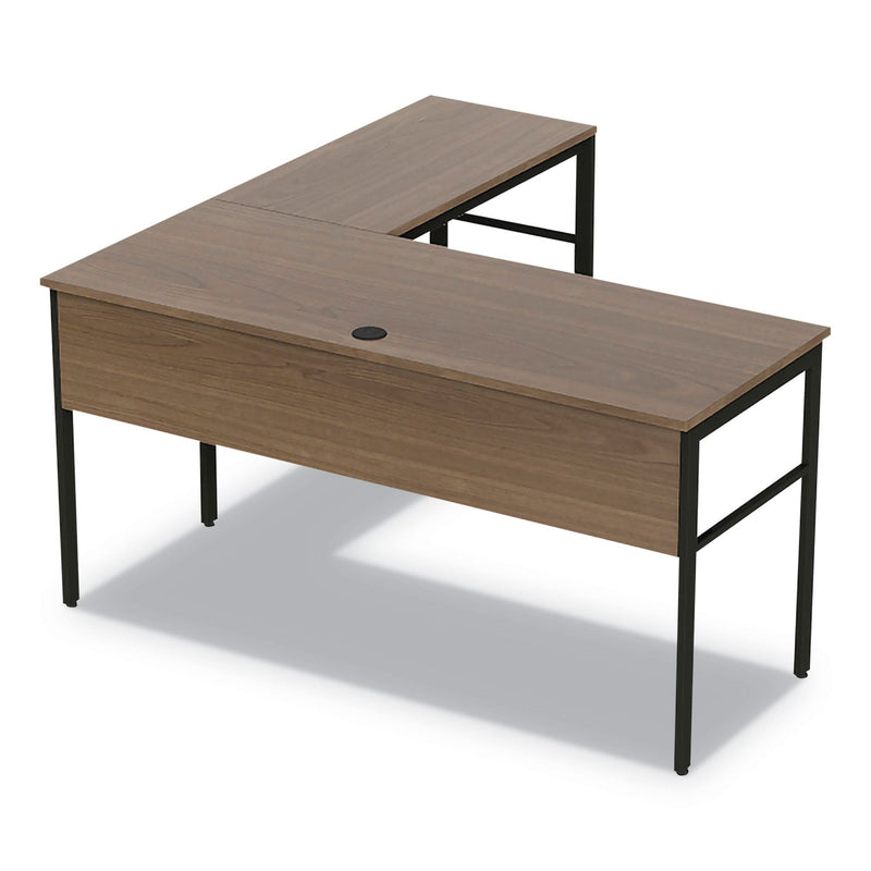 Linea Italia Urban Series L- Shaped Desk, 59" x 59" x 29.5", Natural Walnut