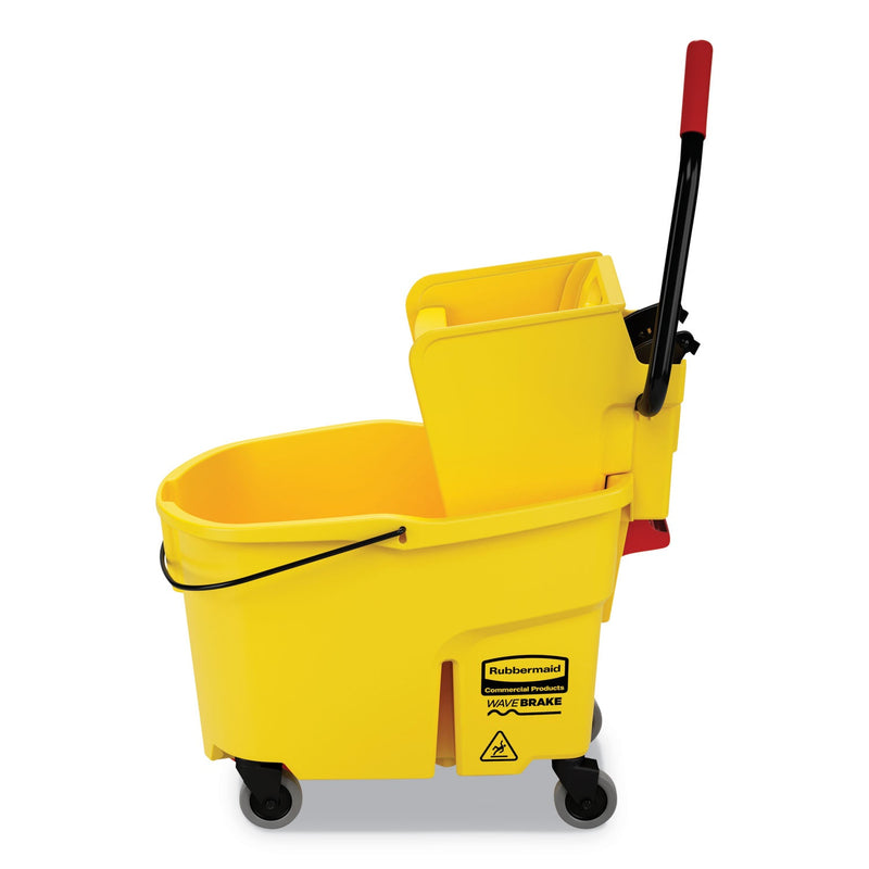 Rubbermaid WaveBrake 2.0 Bucket/Wringer Combos, Side-Press, 44 qt, Plastic, Yellow