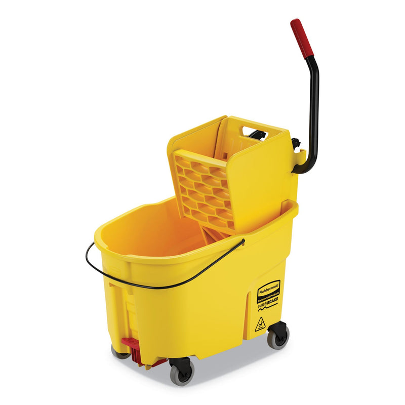 Rubbermaid WaveBrake 2.0 Bucket/Wringer Combos, Side-Press, 44 qt, Plastic, Yellow