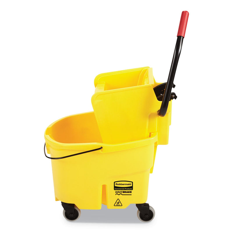 Rubbermaid WaveBrake 2.0 Bucket/Wringer Combos, Side-Press, 26 qt, Plastic, Yellow