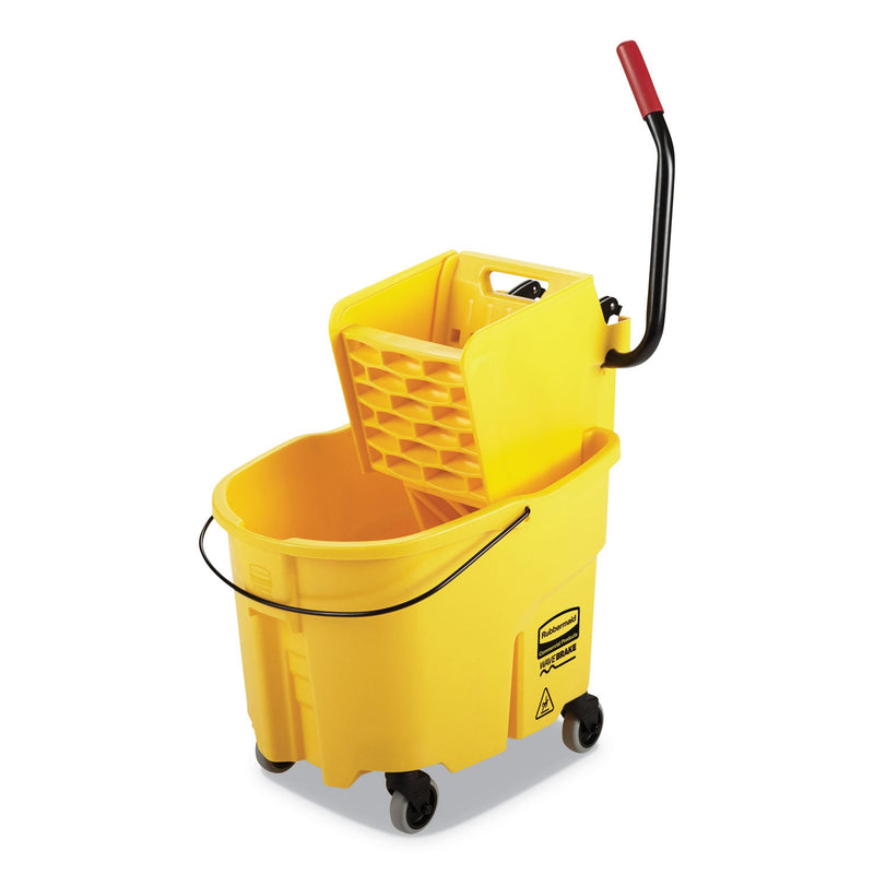 Rubbermaid WaveBrake 2.0 Bucket/Wringer Combos, Side-Press, 35 qt, Plastic, Yellow