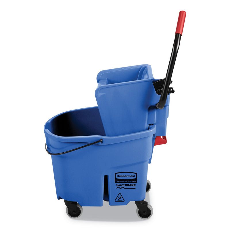 Rubbermaid WaveBrake 2.0 Bucket/Wringer Combos, Side-Press, 35 qt, Plastic, Blue