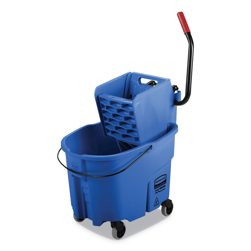 Rubbermaid WaveBrake 2.0 Bucket/Wringer Combos, Side-Press, 35 qt, Plastic, Blue