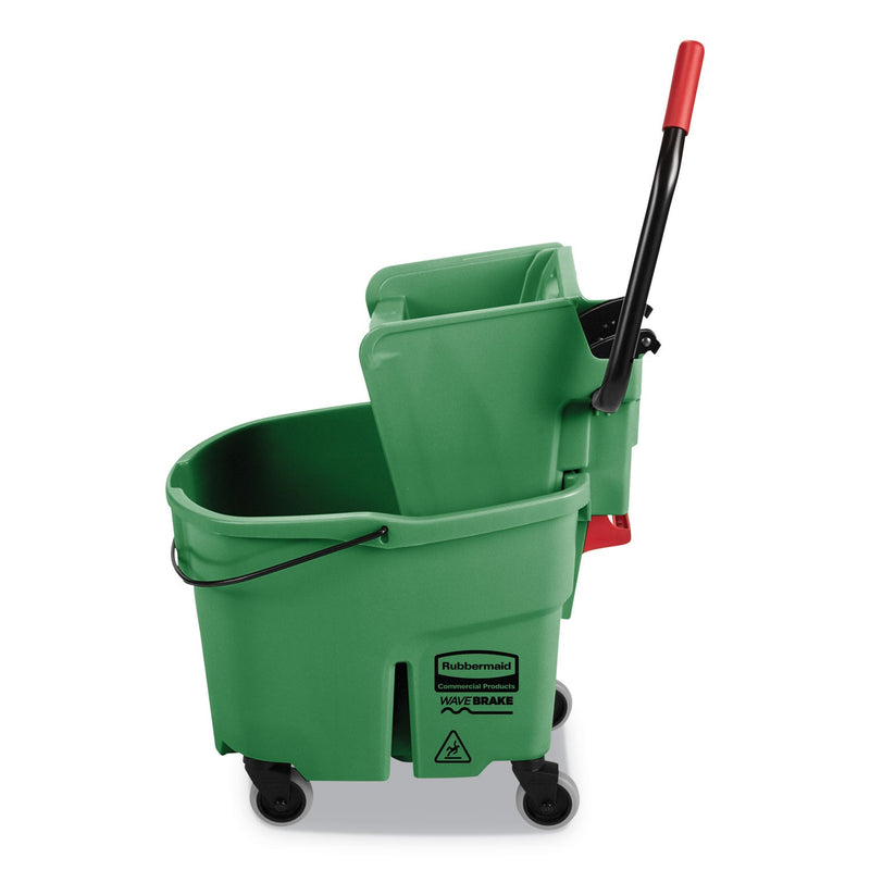 Rubbermaid WaveBrake 2.0 Bucket/Wringer Combos, Side-Press, 35 qt, Plastic, Green