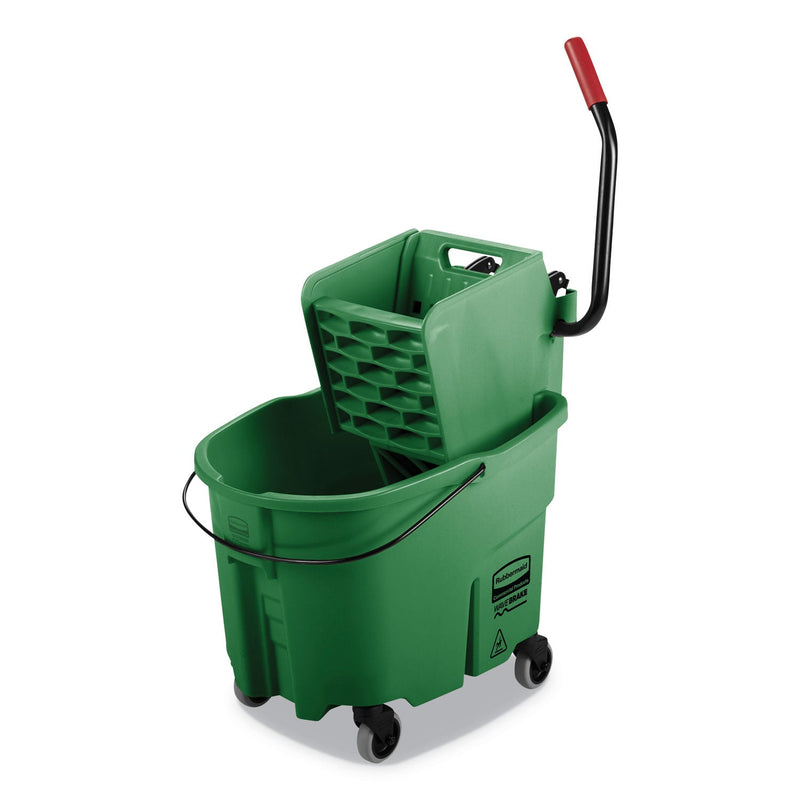 Rubbermaid WaveBrake 2.0 Bucket/Wringer Combos, Side-Press, 35 qt, Plastic, Green