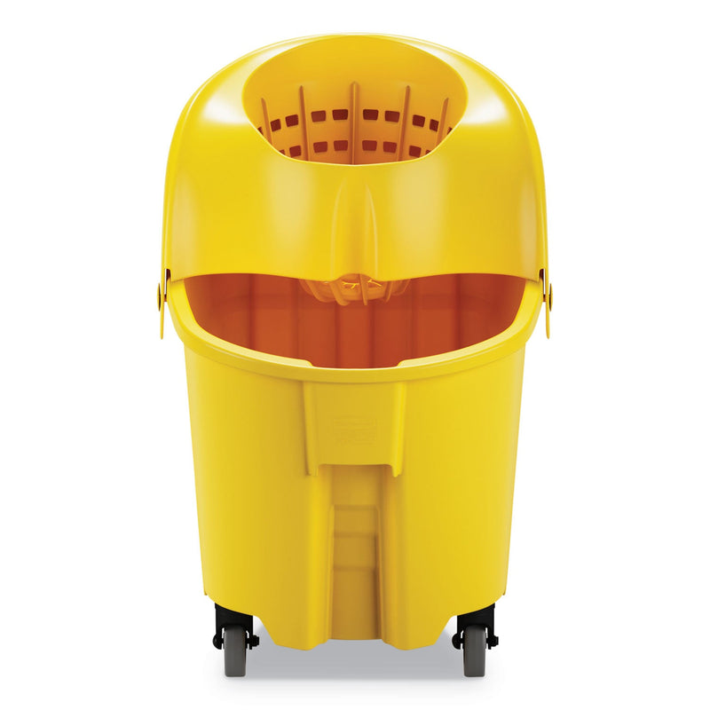 Rubbermaid WaveBrake 2.0 Bucket/Wringer Combos, Down-Press, 35 qt, Plastic, Yellow