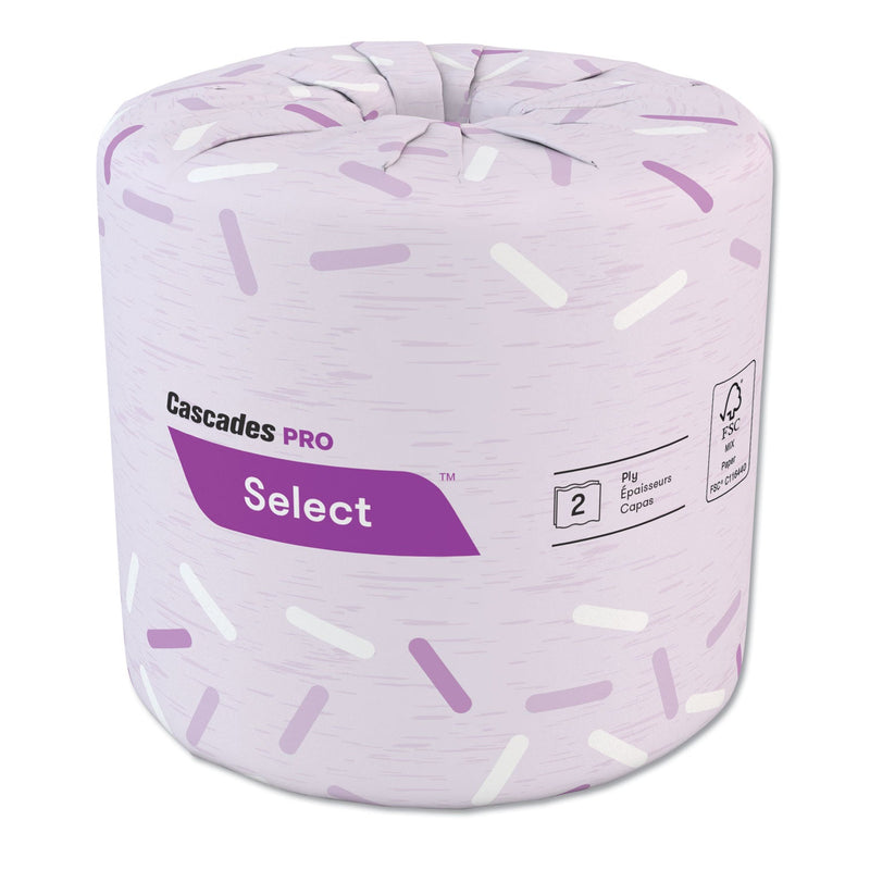 Cascades PRO Select Standard Bath Tissue, 2-Ply, White, 4 x 3, 500 Sheets/Roll, 96 Rolls/Carton