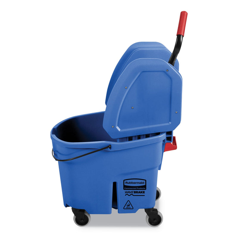 Rubbermaid WaveBrake 2.0 Bucket/Wringer Combos, Down-Press, 35 qt, Plastic, Blue