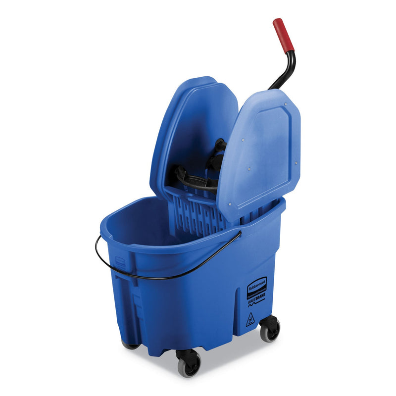 Rubbermaid WaveBrake 2.0 Bucket/Wringer Combos, Down-Press, 35 qt, Plastic, Blue