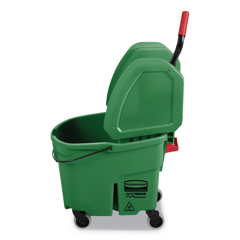 Rubbermaid WaveBrake 2.0 Bucket/Wringer Combos, Down-Press, 35 qt, Plastic, Green