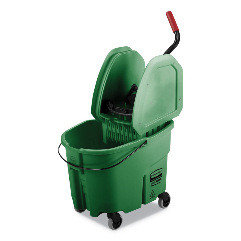 Rubbermaid WaveBrake 2.0 Bucket/Wringer Combos, Down-Press, 35 qt, Plastic, Green