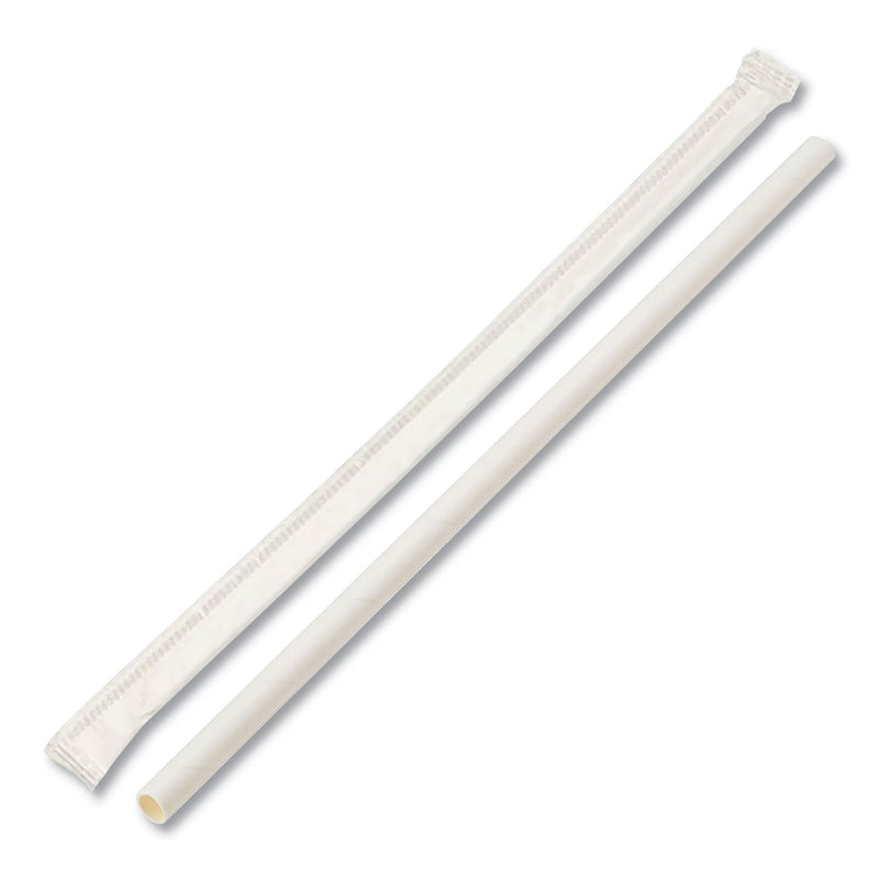 Boardwalk Individually Wrapped Paper Straws, 7.75" x 0.25", White, 3,200/Carton