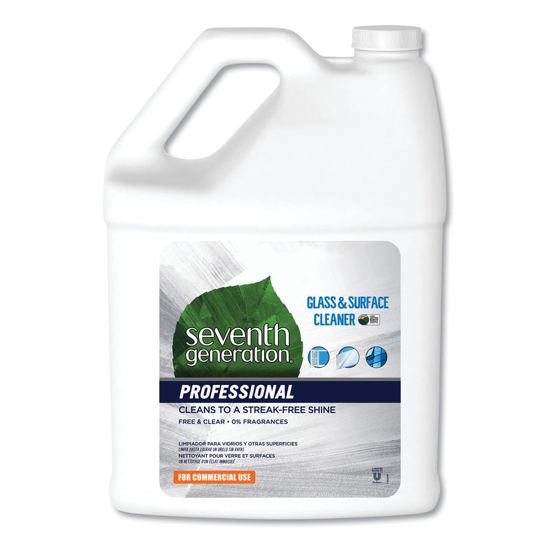 Seventh Generation Glass and Surface Cleaner, Free and Clear, 1 gal Bottle, 2/Carton