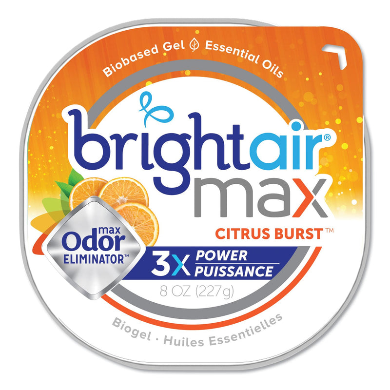BRIGHT Air Max Odor Eliminator Air Freshener, Citrus Burst, 8 oz Jar, 6/Carton