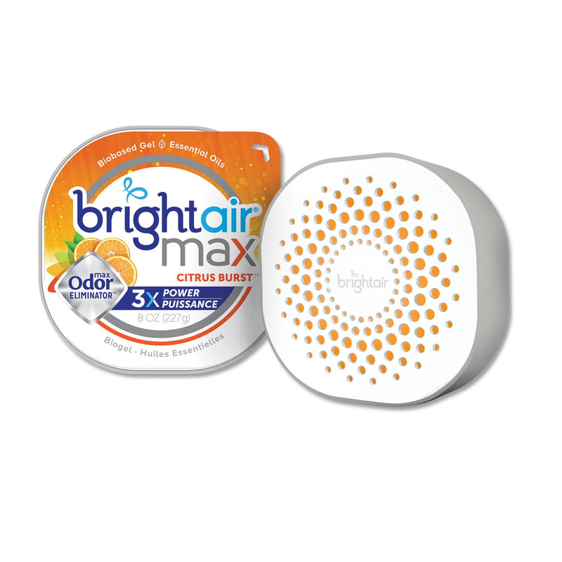 BRIGHT Air Max Odor Eliminator Air Freshener, Citrus Burst, 8 oz Jar, 6/Carton