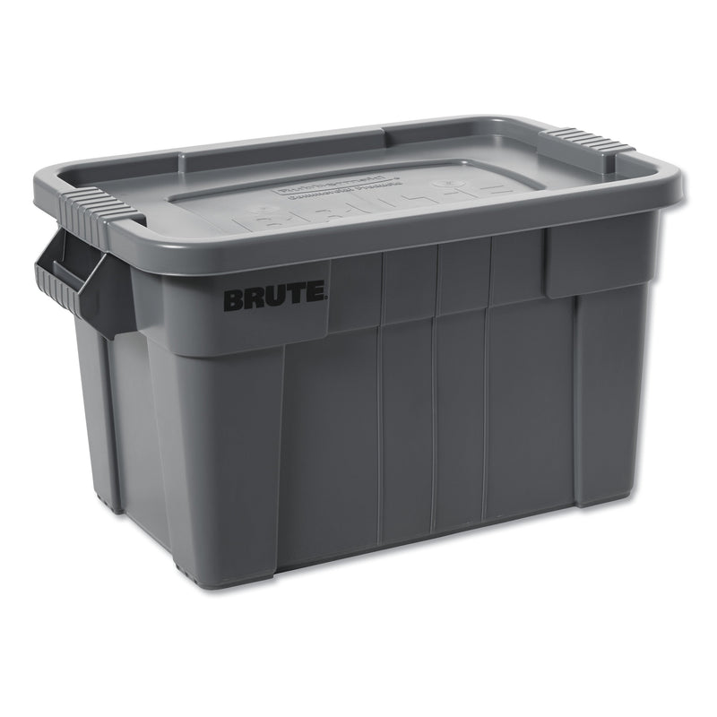 Rubbermaid BRUTE Tote with Lid, 14 gal, 27.5" x 16.75" x 10.75", Gray