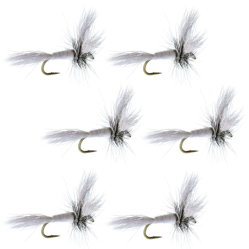Barbless White Wulff Classic Hair Wing Dry Fly - 6 Flies Hook Size 14