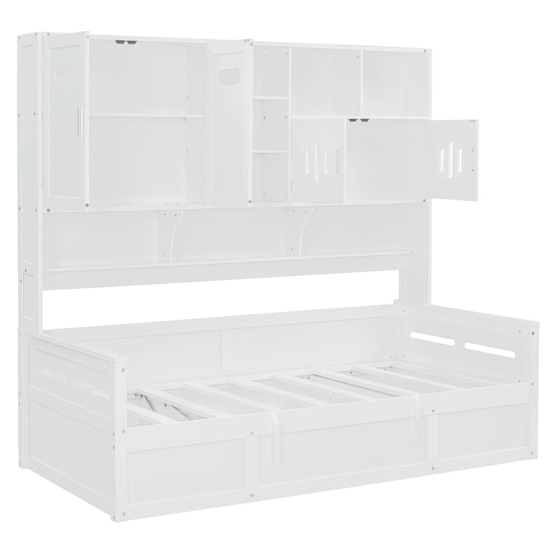 Daybed With All-In-One Cabinet And Shelf