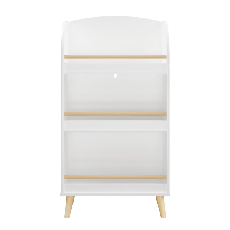 Bookshelf 3 Tier Book Organizer With Toy Storage - White