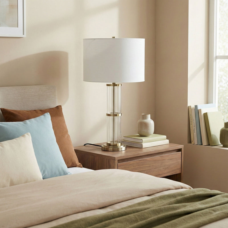 Echo - Table Lamp With On / Off Switch Clear Body Base - Clear / Silver / White