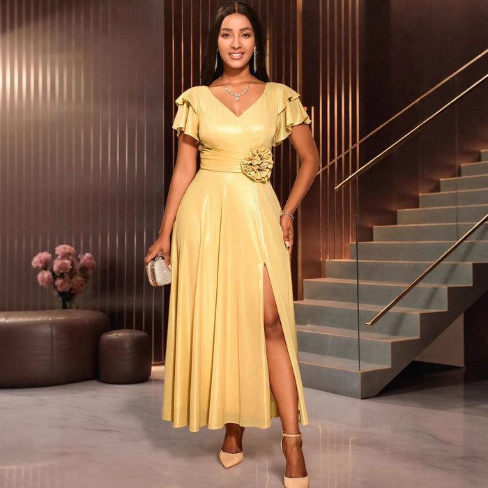 Sexy V-neck Ruffle Sleeve Party Dress