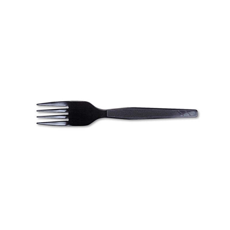 Dixie Plastic Cutlery, Heavy Mediumweight Forks, Black, 100/Box