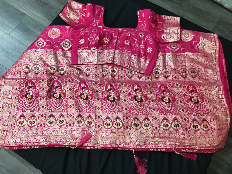 Dark pink bandhini saree