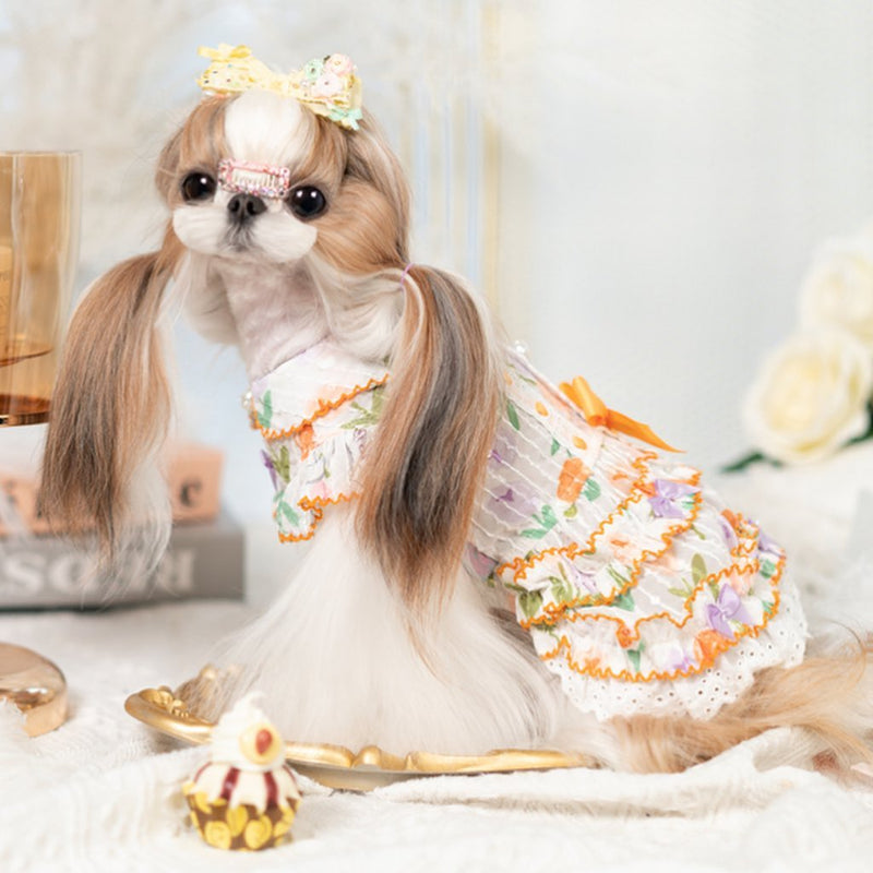 Luxury design dog dress tulip chiffon 2 colors