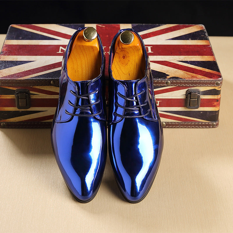 British Pointed Leather Shoes Men's Fashion Bright Leather Men's Shoes Foreign Trade Leather Shoes Amazon Wish LAZADA