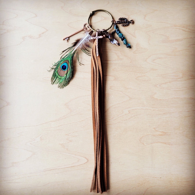 Boho Western Leather Boot Bling Charm Peacock & Turquoise 500h