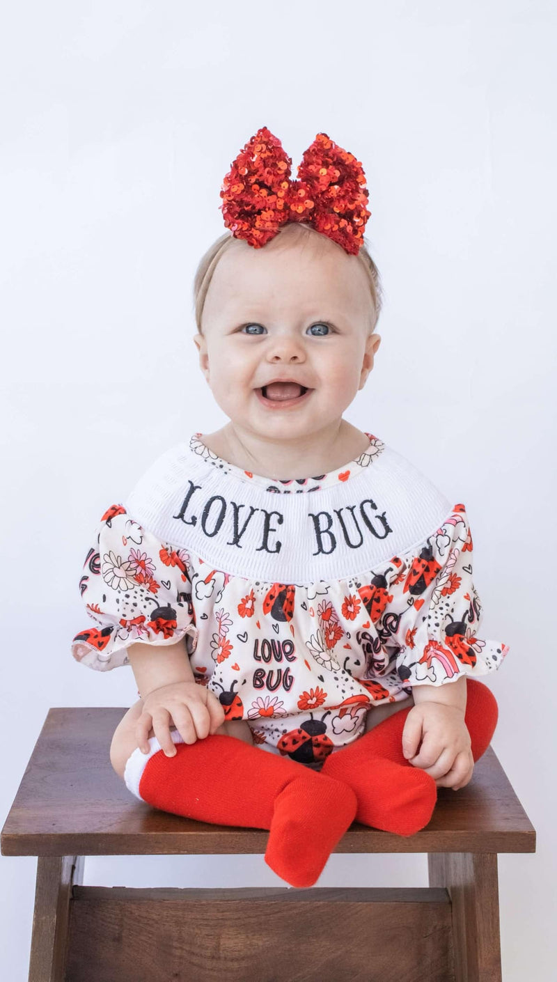 Smocked love bug romper