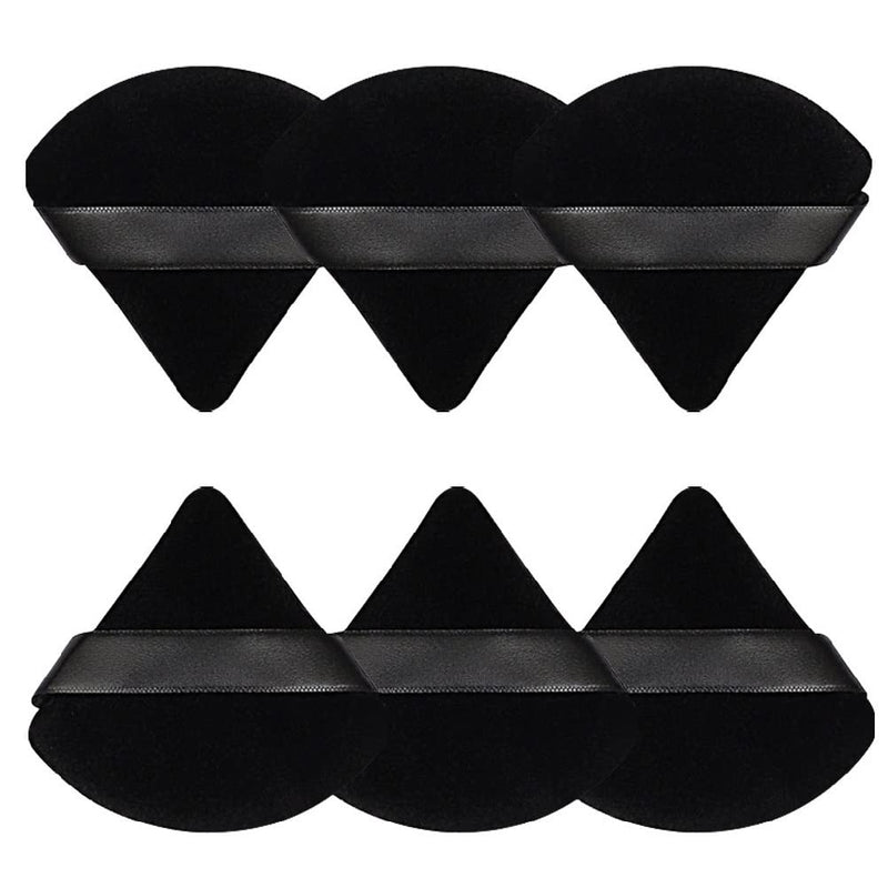 6 Pcs Powder Puff Face Soft Triangle Makeup Puff Velour Makeup Sponge Beauty Blender for Loose Powder (Black)