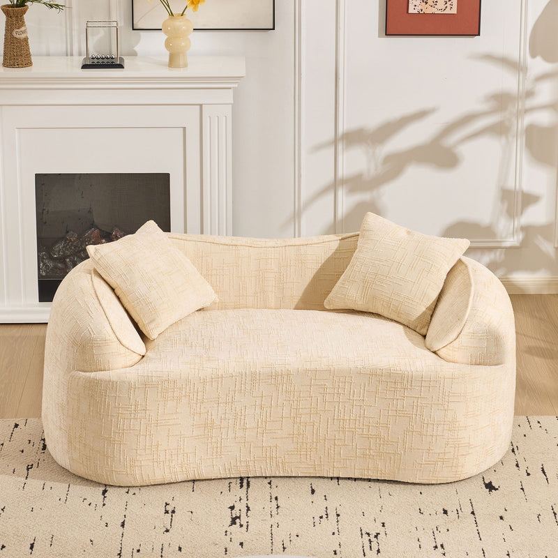Curved 2 Person Compress Sofa With Armrests, Includes Pillows