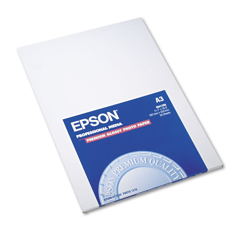 Epson Premium Photo Paper, 10.4 mil, 11.75 x 16.5, High-Gloss White, 20/Pack