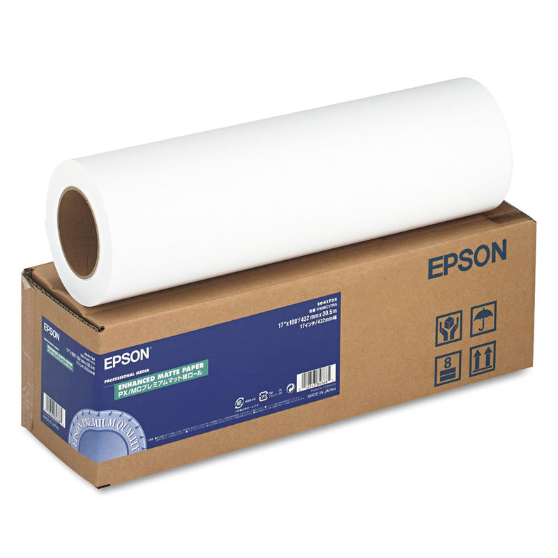 Epson Enhanced Photo Paper Roll, 10 mil, 3" Core, 17" x 100 ft, Matte Bright White