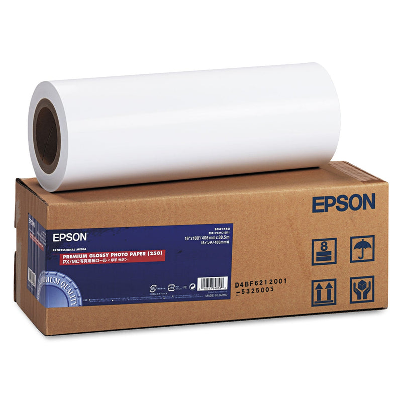 Epson Premium Glossy Photo Paper Roll, 3" Core, 10 mil, 16" x 100 ft, Glossy White