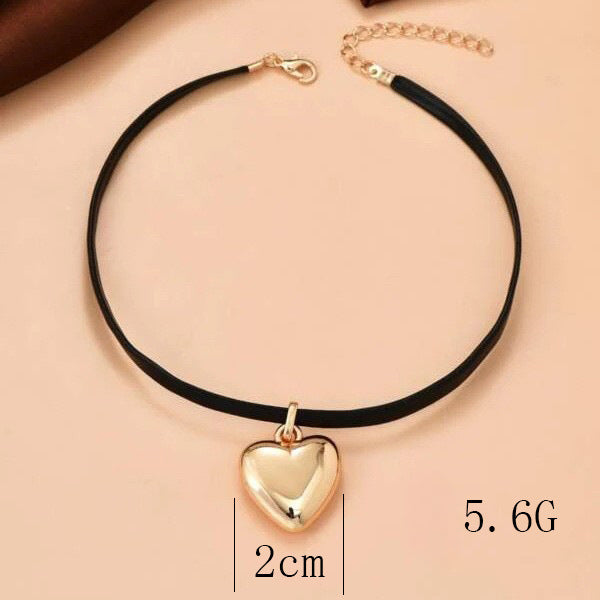 Wax Line Chocker Collars Heart Love Pendant Necklace