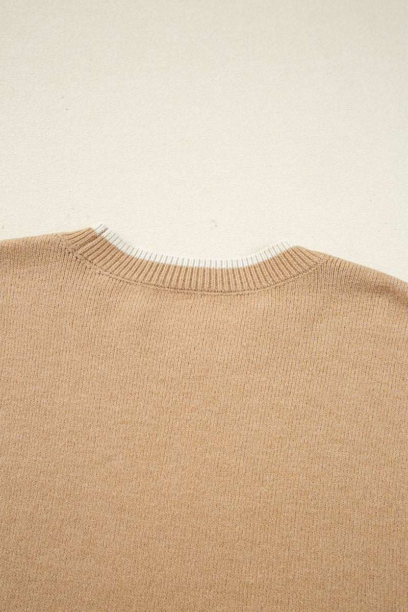 Ava Cuff Contrast Trim Sweater