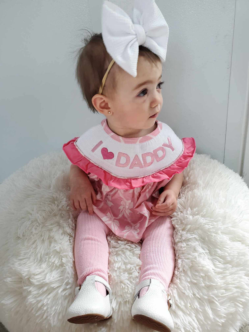 Smocked bows I love daddy romper