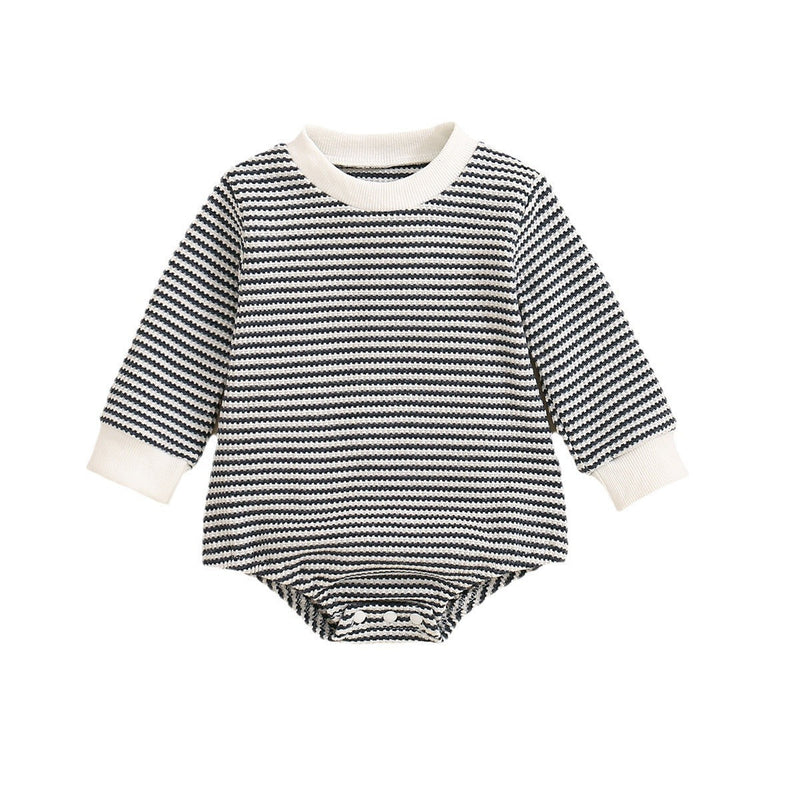 Baby Boys And Girls Long Sleeve Multi-color Stripe Pattern Triangle Jumpsuit