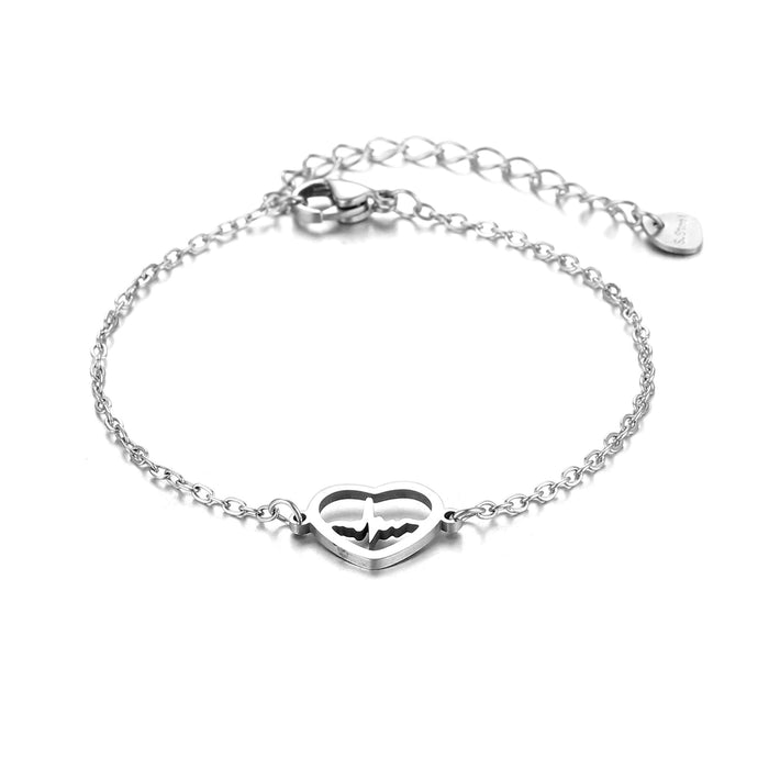 Women's Heart-shaped ECG Bracelet Versatile Hand Jewelry