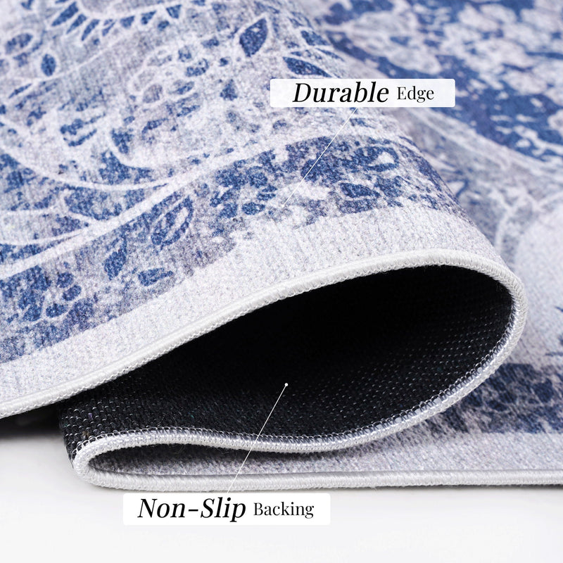 Maval - 8' X 10' Washable Area Rug - Blue
