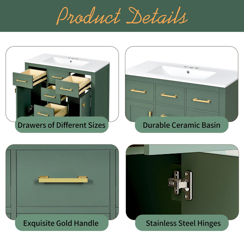 Bathroom Vanity With Sink Combo Set, Modern Bathroom Cabinet With 4 Drawers