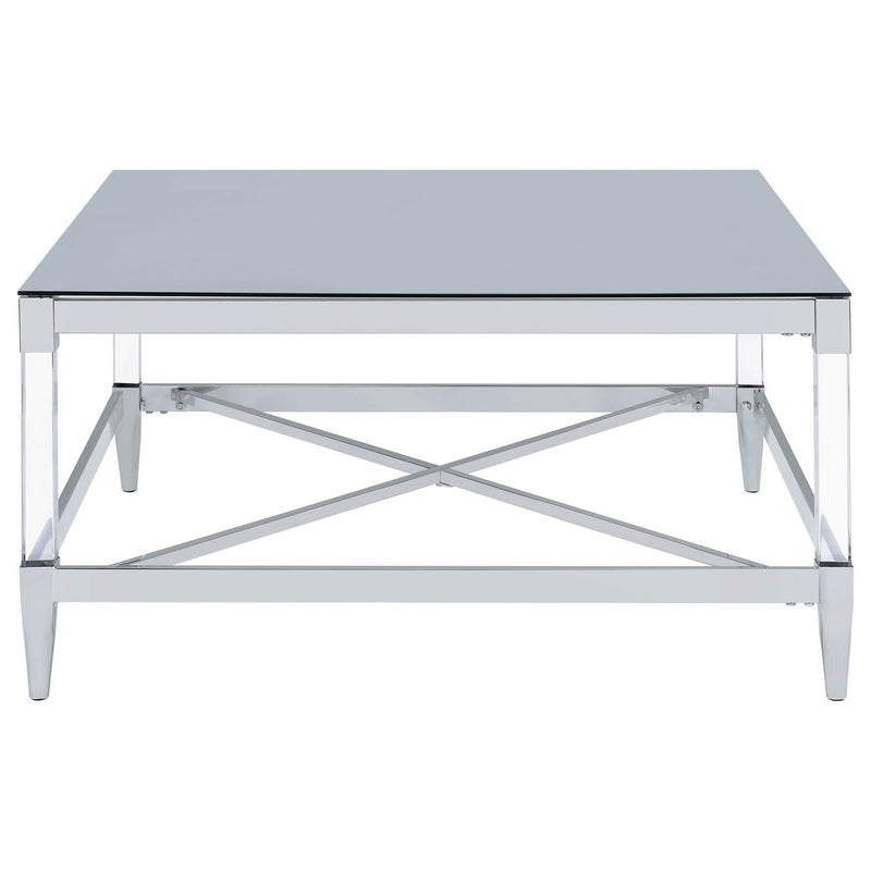 Lindley Square Tempered Mirror Acrylic Coffee Table Chrome