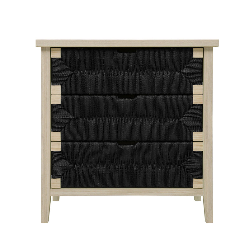 3 Drawer Buffet Sideboard With Adjustable Shelves, Storage Cabinet With Natural Seaweed Decor Doors For Living Room Kitchen Entryway - Natural