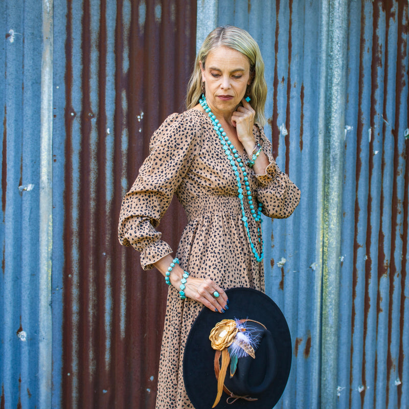 Turquoise Cross Beaded Earring 225u